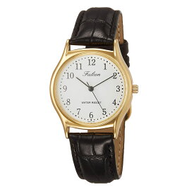 送料無料メール便 シチズン ファルコン 腕時計 日本製ムーブメント 革ベルト ホワイト/ブラック メンズ 紳士 QA64-104/9785
