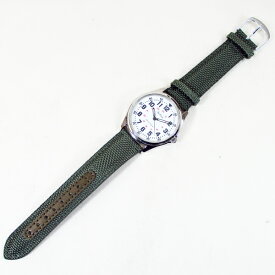 シチズン ファルコン 腕時計 日本製ムーブメント ナイロン/革ベルト オリーブ/白 QB38-304 メンズ 紳士