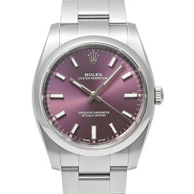 保証書付き ROLEX オイスターパーペチュアル レッドグレープ Ref.114200 中古品 メンズ 腕時計