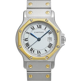 Cartier サントス オクタゴン LM 箱付き Ref.81037288 ホワイト 中古品 ユニセックス 腕時計