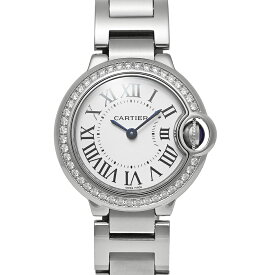 Cartier バロンブルー 28mm ベゼルダイヤモンド Ref.W4BB0015 シルバー 中古品 レディース 腕時計