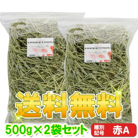 【送料無料：沖縄県は除く】『牧草の粉が少ない』厳選スーパープレミアムチモシー1番刈り牧草 シングルプレス 【赤A】 (500g×2袋セット) (ロットNo.赤A-0010)【返品区分A】 オリジナル牧草 うさぎ モルモット チンチラ