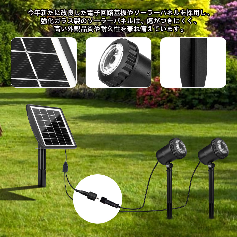 MEIKEE最新改良版ソーラー ガーデンライト ソーラーライト 屋外 スポットライト 太陽光パネル充電 光センサー 分離式 庭園照明 防犯対