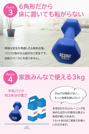 楽天市場 ダンベル 3kg 2個セット ダイエット鉄アレイ おしゃれ コンパクト かわいい 女性用 男性用 オリジナル動画付 女性 カラー 3キロ シェイプアップ 筋トレ 送料無料 ギフト エクササイズ スポーツ用品のモーショップ