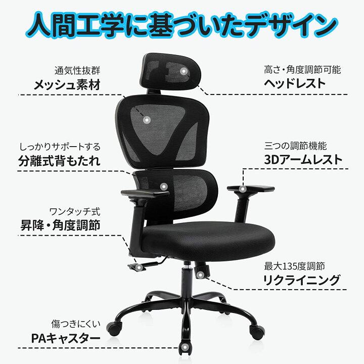 楽天市場】ワークチェア リクライニングチェア オフィスチェア 人間 