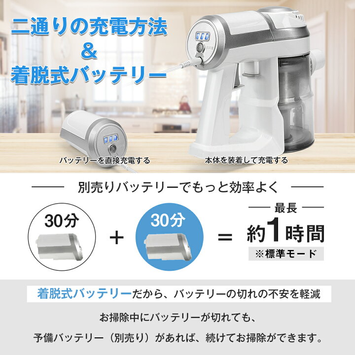 楽天市場】掃除機 コードレス サイクロン式 1.4Kg超軽量 強力吸引 30  