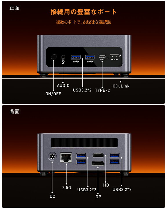 楽天市場】ミニPC Mini pc 小型pc AMD Ryzen 7 5825u搭載 16g 512g 4K 