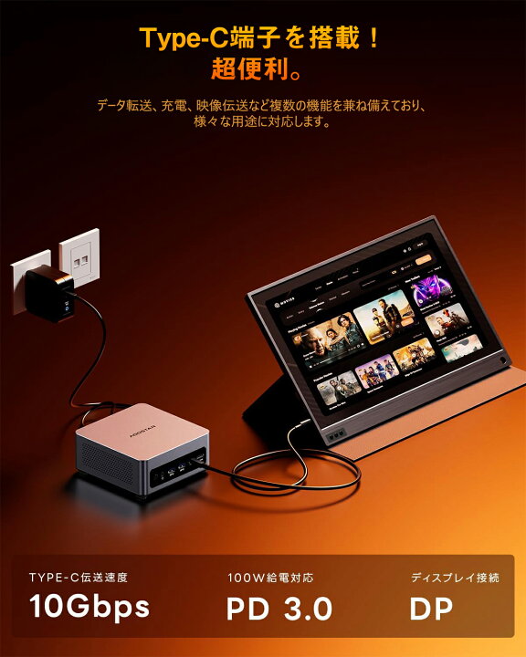 楽天市場】ミニPC Mini pc 小型pc AMD Ryzen 7 5825u搭載 16g 512g 4K 