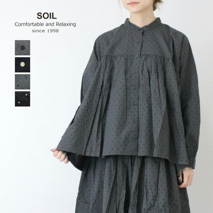 楽天市場】ソイル SOIL ポプリンドットプリントバンドカラーシャツ 