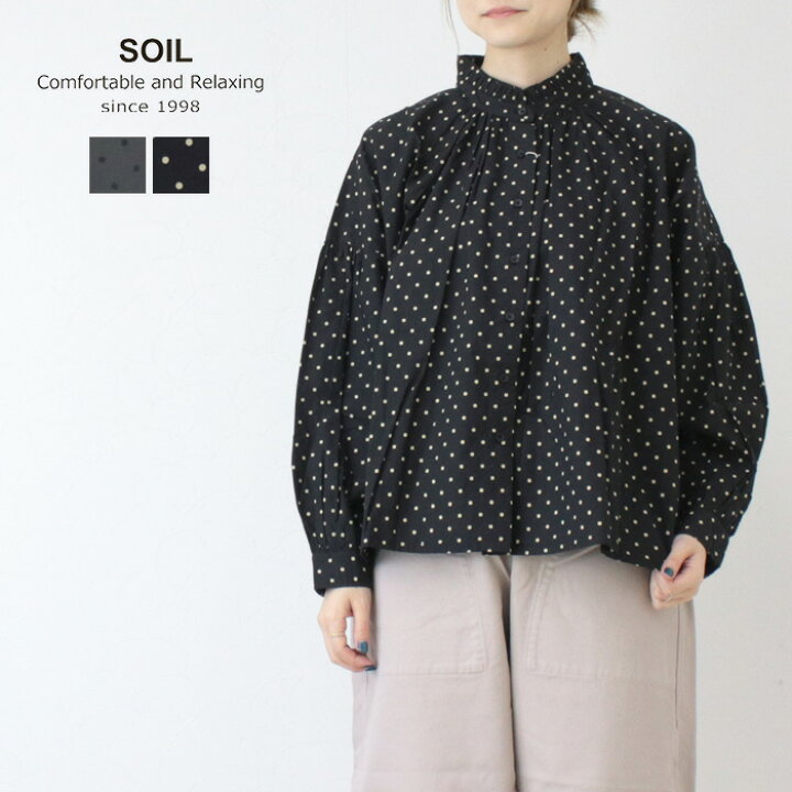 楽天市場】ソイル SOIL ポプリンドットプリントフリルカラーシャツ 