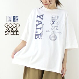 グッドロックスピード GOOD ROCK SPEED カレッジプリントクルーネックTシャツ 24YAL002W/24UCL002W 2024春夏 オーバーサイズ 半袖 レディース