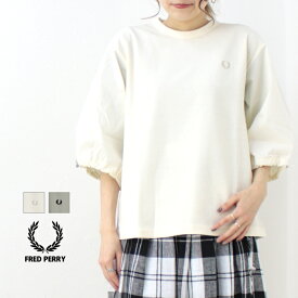 フレッドペリー FRED PERRY ギャザースリーブピケTシャツ G7133 2024春夏 刺繍 ロゴ 切替 レディース トップス