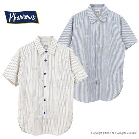 フェローズ PHERROW'S ラグランワークシャツ 24S-711WSS　メンズ 日本製 半袖 ストライプ 2024春夏