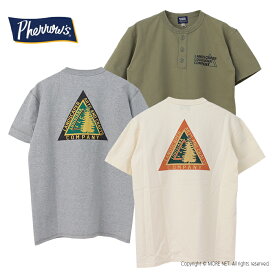 フェローズ PHERROW'S ヘンリーネックプリントTシャツ 24S-PHNT2 メンズ 半袖 2024春夏