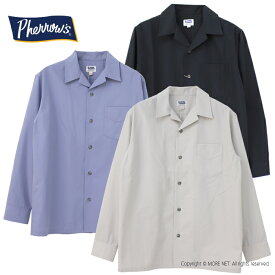 フェローズ PHERROW'S オープンカラー長袖シャツ 24S-PISL1 メンズ 日本製 開襟 無地 2024春夏
