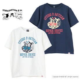 ステュディオ・ダルチザン STUDIO D'ARTISAN USAコットンプリントTシャツ 8143B メンズ 日本製 REPAIR SERVICE 2024春夏