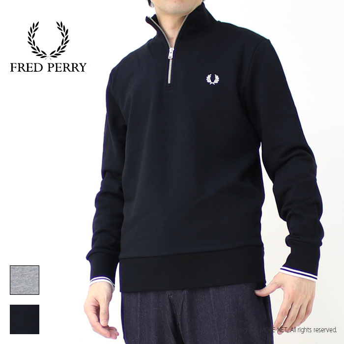 Fred perry フレッドペリー 長袖 ロゴ刺繍 トレーナー ハーフジップ-