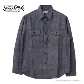 シュガーケーン SUGAR CANE ブラックシャンブレーワークシャツ SC29159 メンズ 日本製 長袖 2024春夏