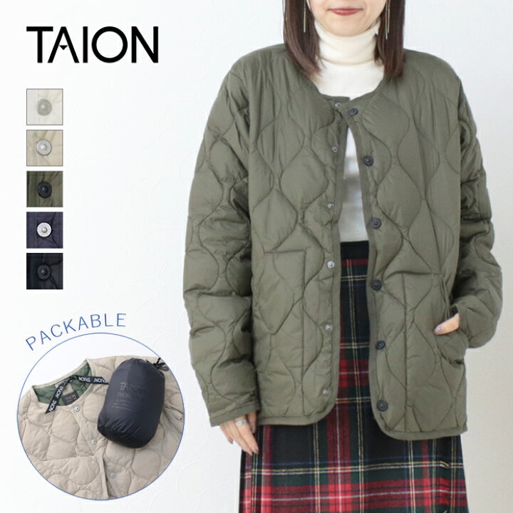 楽天市場】[20%OFF] タイオン TAION ミリタリークルーネックダウン 