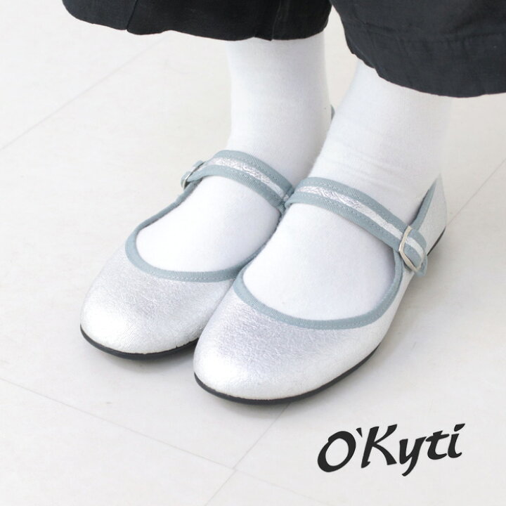 オキティ O KYTI メッシュ ボタンストラップ バレエシューズ 6525-re レディース