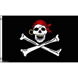 【送料無料】 国旗 海賊旗 パイレーツ スカル 骸骨 クロスボーン 赤 バンダナ 150cm × 90cm 特大 フラッグ 【受注生産】