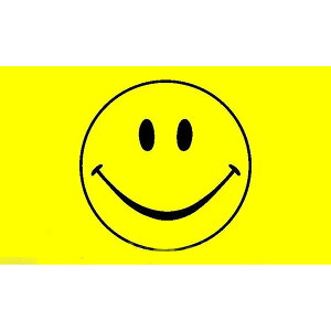 【送料無料】 国旗 スマイリーフェイス ニコちゃん ニコニコ スマイルマーク 黄色 150cm × 90cm 特大 フラッグ 【受注生産】