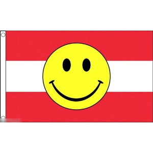 【送料無料】 国旗 オーストリア共和国 スマイリーフェイス ニコちゃん スマイルマーク 150cm × 90cm 特大 フラッグ 【受注生産】