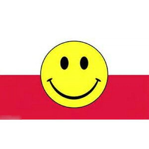 【送料無料】 国旗 ポーランド共和国 スマイリーフェイス ニコちゃん スマイルマーク 150cm × 90cm 特大 フラッグ 【受注生産】