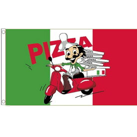 【送料無料】 国旗 PIZZA ピザ ピッツァ デリバリー 配達 イタリア のぼり旗 150cm × 90cm 特大 フラッグ 【受注生産】