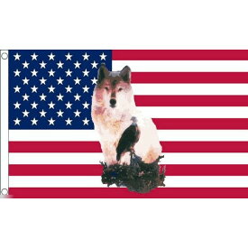 【送料無料】 国旗 アメリカ 米国 USA 星条旗 ウルフ 狼 イーグル 鷲 150cm × 90cm 特大 フラッグ 【受注生産】