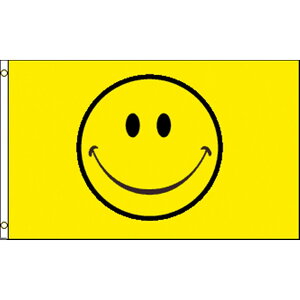 【送料無料】 国旗 スマイリーフェイス ニコちゃん スマイルマーク 黄色 イエロー 150cm × 90cm 特大 フラッグ 【受注生産】