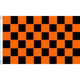 【送料無料】 国旗 チェッカーフラッグ レース旗 オレンジ 黒 ブラック 150cm × 90cm 特大 フラッグ 【受注生産】