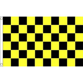 【送料無料】 国旗 チェッカーフラッグ レース旗 黄色 黒 イエロー ブラック 150cm × 90cm 特大 フラッグ 【受注生産】