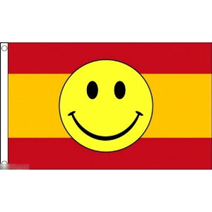 【送料無料】 国旗 スペイン スマイリーフェイス ニコちゃん スマイルマーク 150cm × 90cm 特大 フラッグ 【受注生産】