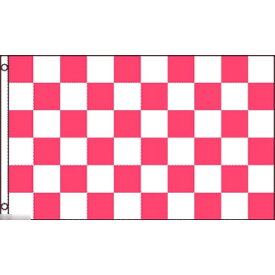 【送料無料】 国旗 チェッカーフラッグ レース旗 ピンク ホワイト 桃色 白 150cm × 90cm 特大 フラッグ 【受注生産】