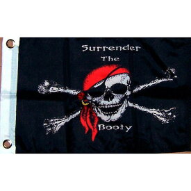【送料無料】 海賊旗 スカル 略奪品を引き渡せ 赤 バンダナ 150cm × 90cm 特大 フラッグ 【受注生産】