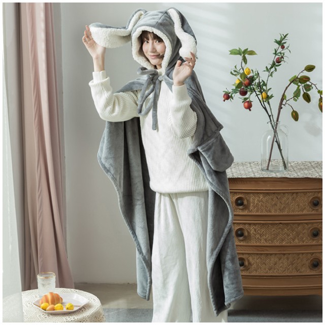 楽天市場】兎耳パジャマ 暖かい 子供 レディース 着る毛布