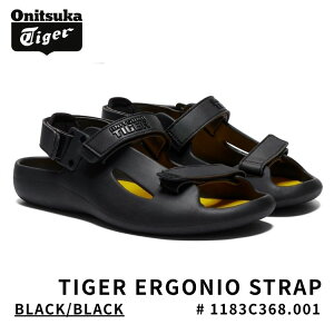 �I�j�c�J�^�C�K�[ �T���_�� Onitsuka Tiger �T���_�� �����Y ���f�B�[�X TIGER ERGONIO STRAP �G���S�j�I�X�g���b�v BLACK/BLACK �u���b�N �u���b�N # 1183C368.001 �V���[�Y