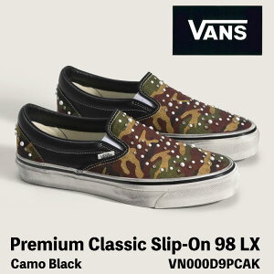 �o���Y �X���b�|�� �X�j�[�J�[ VANS �X���b�|�� �X�j�[�J�[ PREMIUM �X���b�|�� �p�[�� Camo Black Premium Classic Slip-On 98 LX �v���~�A�� �N���V�b�N �X���b�|�� 98 �J�� �u���b�N �����Y ���f�B�[�X VN000