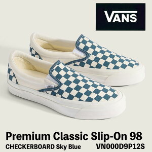 �o���Y �X�j�[�J�[ �X���b�|�� VANS �X�j�[�J�[ �X���b�|�� Premium Classic Slip-On 98 COLOR THEORY CHECKERBOARD Sky Blue VN000D9P12S �N���V�b�N�X���b�|�� �Z�I���[ �`�F�b�J�[�{�[�h �X�J�C�u���[