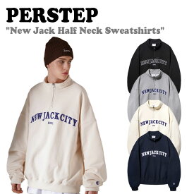 パーステップ トレーナー PERSTEP 正規販売店 メンズ レディース New Jack Half Neck Sweatshirts ニュー ジャック ハーフ ネック スウェットシャツ BLACK ブラック GRAY グレー IVORY アイボリー NAVY ネイビー SMMT4456 ウェア