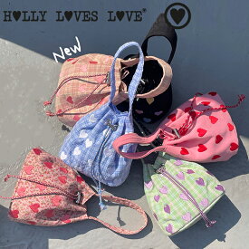 HOLLY LOVES LOVE 巾着バッグ ホリー ラブズ ラブ 正規販売店 HEART MINI BAG ハート ミニバッグ 全6色 韓国ブランド 韓国ファッション ハンドバッグ かわいい バッグ