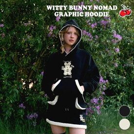 キルシー パーカー 韓国 KIRSH 正規販売店 レディース WITTY BUNNY NOMAD GRAPHIC HOODIE ウィッティー バニー ノマド グラフィック フーディ BLACK ブラック OATMEAL オートミール KWRFCTH550M ウェア