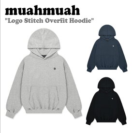 ムアムア パーカー muahmuah ムーアムーア レディース Logo Stitch Overfit Hoodie ロゴ ステッチ オーバーフィット フーディー BLACK ブラック GRAY グレー DEEP BLUE ディープ ブルー MUT23139 ウェア