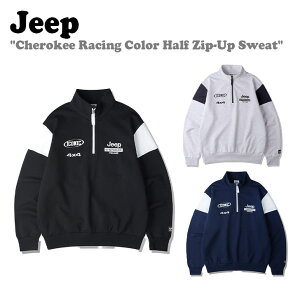 �W�[�v �g���[�i�[ Jeep �����Y ���f�B�[�X Cherokee Racing Color Half Zip-Up Sweat �`�F���L�[ ���[�V���O �J���[ �n�[�t �W�b�v�A�b�v �X�E�F�b�g MELANGE WHITE �������W �z���C�g BLACK �u���b�N NAVY �l�C