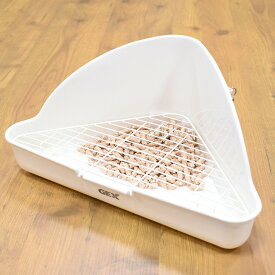 GEX　三角ラビレット　ミルキーホワイト　ヒノキア　消臭セット（トイレ本体・消臭砂試供品・三角トイレシーツ2枚）うさぎ用　小動物用　トイレ　コーナートイレ　トイレに流せる　消臭　抗菌　天然　ひのきの砂　消臭砂　トイレ砂　ラビレット　ジェックス
