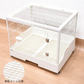 GEX　クリアフロント60 （樹脂スノコ仕様）うさぎ用　小動物用　アクリル　ワイヤー　ケージ　飼育ケージ　スライドロック　キャスター付き　組み立て簡単　透明　クリア　ホワイト　白　クリアフロント　60　ラビットケージ　ジェックス