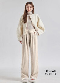 ストレートパンツ レディース 厚手 秋 冬 あったか 両面起毛 ウール入り 裏起毛 ニット ニットパンツ ワイドパンツ ウエストゴム ロープ付き 自由調整 カジュアル オシャレ 無地 ズボン ゆったり おしゃれ シンプル 仕事着 オフィスカジュアル 大人 かわいい 女性