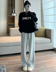 ストレートパンツ レディース 厚手 秋 冬 あったか 両面起毛 ウール入り 裏起毛 ニット ニットパンツ ワイドパンツ ウエストゴム ロープ付き 自由調整 カジュアル オシャレ 無地 ズボン ゆったり おしゃれ シンプル 仕事着 オフィスカジュアル 大人 かわいい 女性