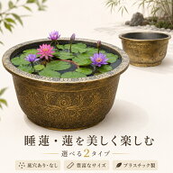 アンティーク調 睡蓮鉢 大型 メダカ鉢 蓮鉢 水鉢 ブロンズ調 プラスチック 樹脂製 軽量 丈夫 底穴あり 底…